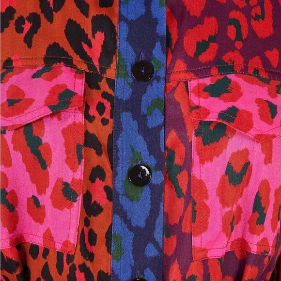 Farm Rio Mixed Leopard Pop Lenzing Ecovero Viscose Midi Dress M NWT - Picture 4 of 15